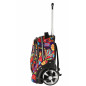 Ghiozdan troller Power, compartiment laptop, maner telescopic, buzunare frontale, 50 cm, multicolor