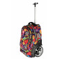 Ghiozdan troller Power, compartiment laptop, maner telescopic, buzunare frontale, 50 cm, multicolor