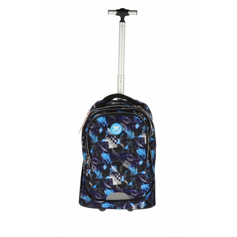 Ghiozdan troller Power, maner telescopit, roti mari, compartiment laptop, buzunare frontale, 50x34x26 cm