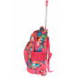 Ghiozdan troller Strong pentru fete, compartimente multiple, maner ajustabil, multicolor