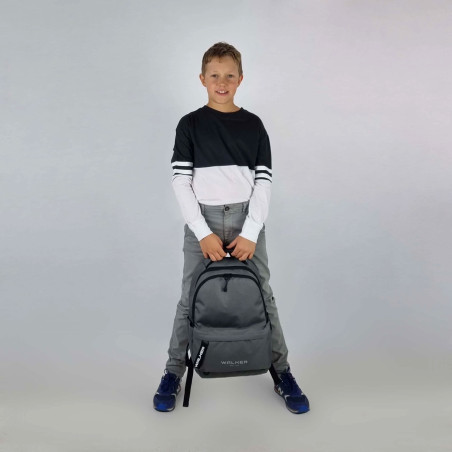 Rucsac Alpha, buzunar pentru telefon, bretele ergonomice/reglabile, compartiment captusit, gri