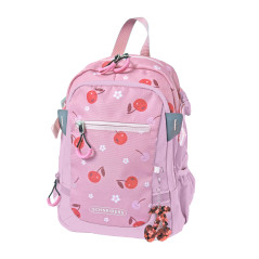 Rucsac elevi, imprimeu cherry pop, compartimente cu fermoar, 11 litri, roz