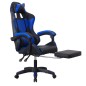 Scaun ergonomic de gaming, tetiera, suport retractabil picioare, sport lombar, inaltime reglabila, negru, albastru, RESIGILAT