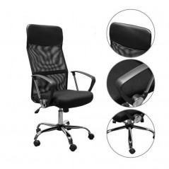 Scaun ergonomic de birou, directorial, spatar inalt, inaltime reglabila, sezut inclinabil, negru, RESIGILAT