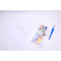 Set panza pictura pe numere, 24 culori acrilice, pensule, 30 x 40 cm