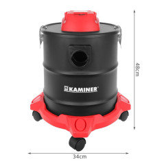 Aspirator industrial pentru cenusa, fara sac, 20 litri, 1600 W, filtru HEPA, geanta inclusa, negru/rosu
