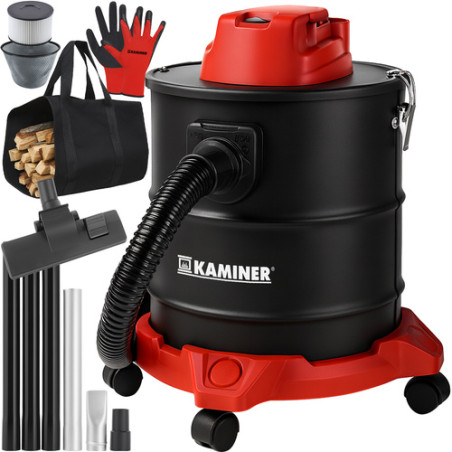 Aspirator industrial pentru cenusa, fara sac, 20 litri, 1600 W, filtru HEPA, geanta inclusa, negru/rosu