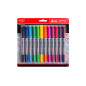 Set 12 markere permanente slim, varf dublu, 1 mm si 0.5 mm, culori vibrante