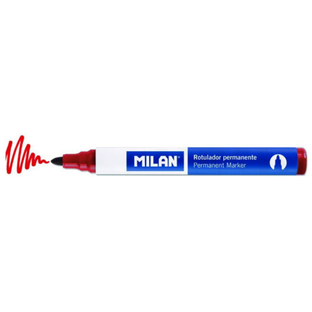 Marker permanent Milan, grosime scriere 2 mm, varf rotund, rosu