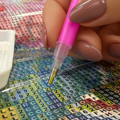 Broderie cu diamante, model Buchet de flori, kit complet, 40x30 cm, multicolor