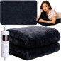 Patura electrica 180 x 130 cm, 6 moduri, telecomanda, termostat, 85 W, cablu detasabil, negru