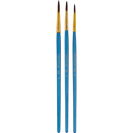Set 3 pensule rotunde pentru pictura, par ponei, dimensiuni 2, 4, 6