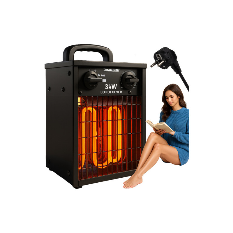 Incalzitor electric 3000W, cu ventilator si termostat, suprafata 30 m, protectie supraincalzire, IPX4