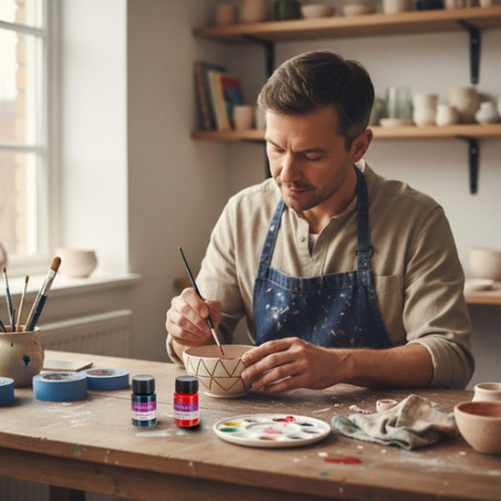 Set vopsea pentru ceramica/sticla, 12x20 ml, culori vibrante, proiecte DIY