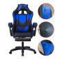 Scaun ergonomic de gaming, tetiera, suport retractabil picioare, sport lombar, inaltime reglabila, negru, albastru, RESIGILAT