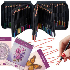 Set 120 creioane colorate, caiet schite, carte de colorat, husa depozitare cu fermoar