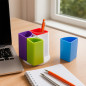Suport pentru instrumente de scris, rotativ la 360 grade, 4 compartimente detasabile, diametru 10 cm, multicolor