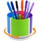 Suport pentru instrumente de scris, rotativ la 360 grade, 4 compartimente detasabile, diametru 10 cm, multicolor