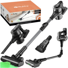 Aspirator vertical fara fir LunPro, motor BLDC 400W, 3 trepte putere, perie mare cu LED, filtru HEPA lavabil