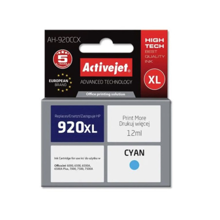 Cartus compatibil HP 920XL Cyan pentru HP CD972, Premium Activejet