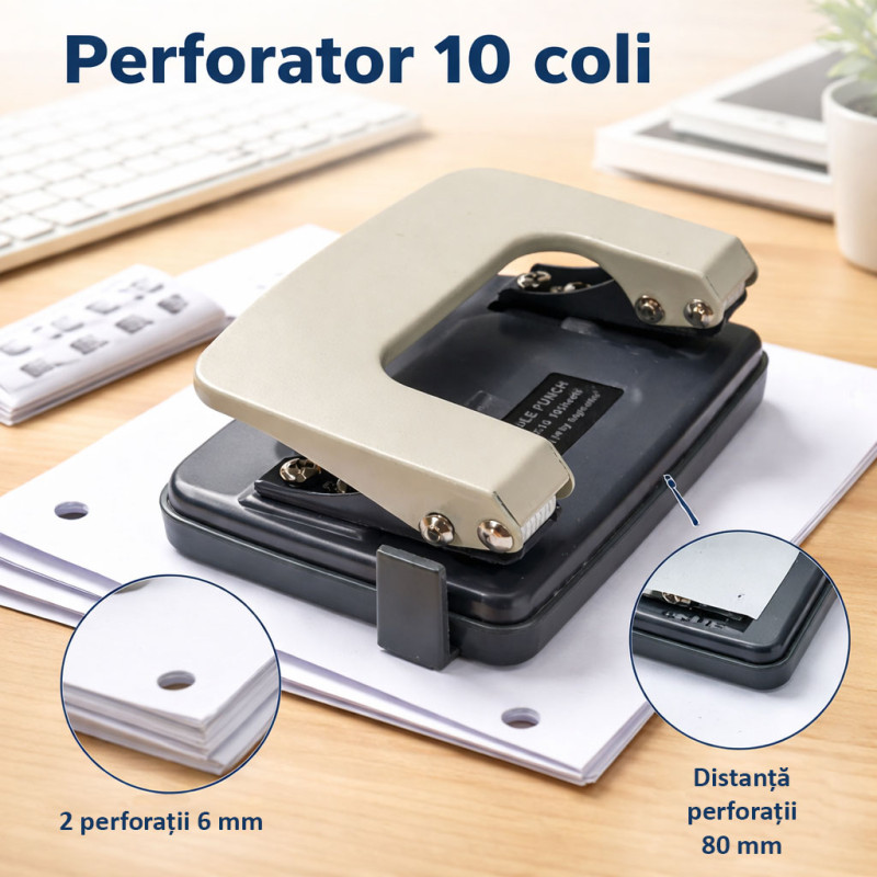 MIRKUZI Handmatige Perforator – 1 Stuk – Gatdiameter 3 Mm – Met 6 Metalen Ringen – Voor Kantoor En Knutselen