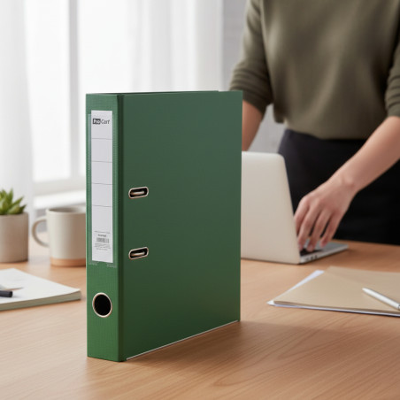 Biblioraft verde A4 pentru organizare documente – Cotor 5 cm, Bordura Metalica, 350 Coli