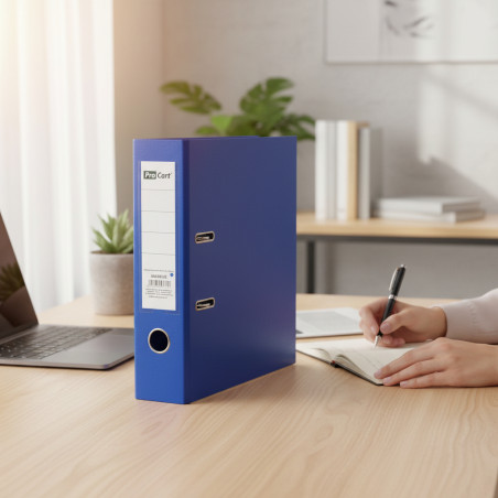 Biblioraft albastru A4 pentru arhivare documente – Cotor 7.5 cm, Bordura Metalica, 500 Coli