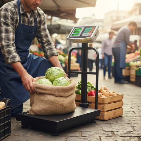 Cantar electronic comercial cu platforma 150 kg – Precizie 50 g, LCD, Functie TARA si Zero