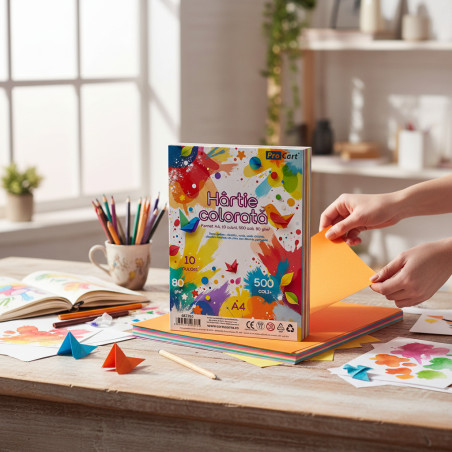 Hartie colorata A4 80 g/mp – Top 500 coli, 10 culori intense
