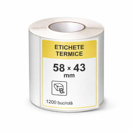 Etichete termice 58x43 mm, rola 1200 bucati autoadezive