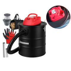 Aspirator industrial pentru cenusa, fara sac, 20 litri, 1600 W, filtru HEPA, geanta inclusa, negru/rosu, RESIGILAT