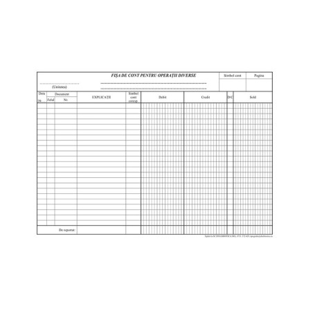 Fisa cont operatii diverse A4 Rosetta, hartie offset, formular contabil tiparit