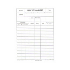 Fisa magazie A5, carton velin 140 g/mp, set 100 bucati