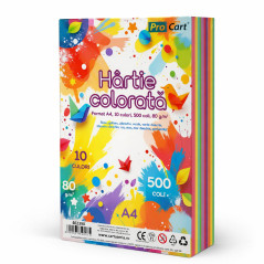 Hartie colorata A4 80 g/mp – Top 500 coli, 10 culori intense