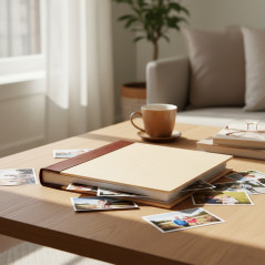 Album foto 10x15 cm, 500 poze, coperta lemn natur si piele eco, capacitate mare
