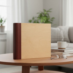 Album foto 10x15 cm, 500 poze, coperta lemn natur si piele eco, capacitate mare