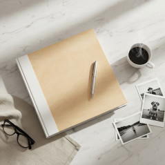 Album foto 10x15 cm, 500 poze, coperta alba tip lemn, buzunare, album mare capacitate