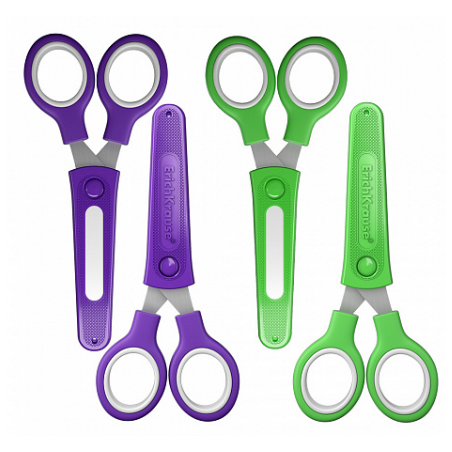 Foarfeca EK Junior, cu capac protectie si eticheta nume, diverse culori