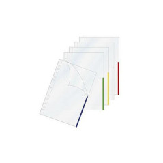 Folie protectie documente format A4, 100/Top, transparenta, margine colorata