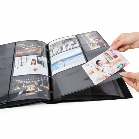 Album foto 10x15, 500 fotografii, coperta eleganta cu model floral, negru