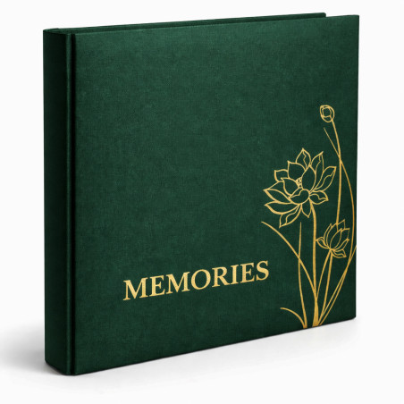 Album foto, 500 fotografii format 10x15, buzunare stocare, model floral, verde