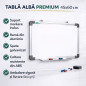Tabla magnetica 45x60 cm, rama de aluminiu, alba, tavita suport marker