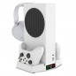 Suport incarcare doua controlere Xbox si casti, multifunctional, 4 in 1, 2 ventilatoare, indicator LED, cablu USB, RESIGILAT