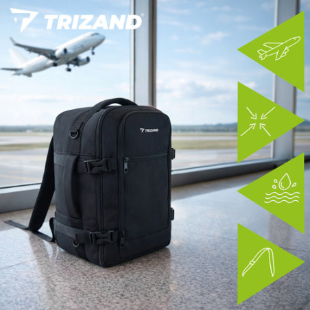 Rucsac de calatorie, curea de umar, bagaj de mana avion, 20 litri, 40x25x20 cm, negru