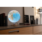 Glob geografic iluminat Gold Clasic 30 cm – harta fizica si politica, suport din lemn de fag