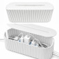 Cutie organizatoare cabluri, cu capac, dimensiune XL, 40.1x15.6x13.5 cm, alb