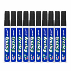 Set 10 markere Whiteboard negru 2.8 mm, stergere usoara, scriere clara si intensa
