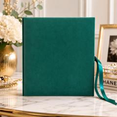 Album foto elegant Velvet 500 fotografii 10x15, catifea verde, pagini negre premium