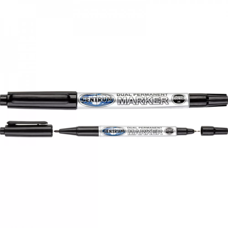 Marker permanent pentru CD/DVD, 2 varfuri conice 0,5 mm si 2 mm, negru