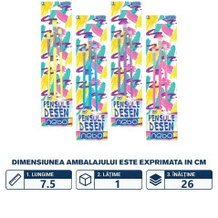 Set 3 pensule pentru pictura, varf plat, dimensiuni diferite, pastel